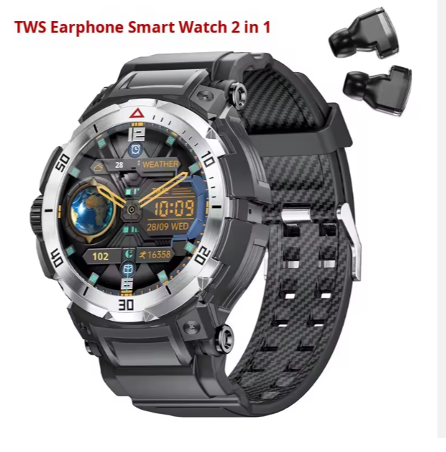 Smart Bracelet Watch TWS Earphone 2-in-1 Call Outdoor Sports Heart Rate Blood Oxygen Sleep Tracker Waterproof Silicone GT100Pro